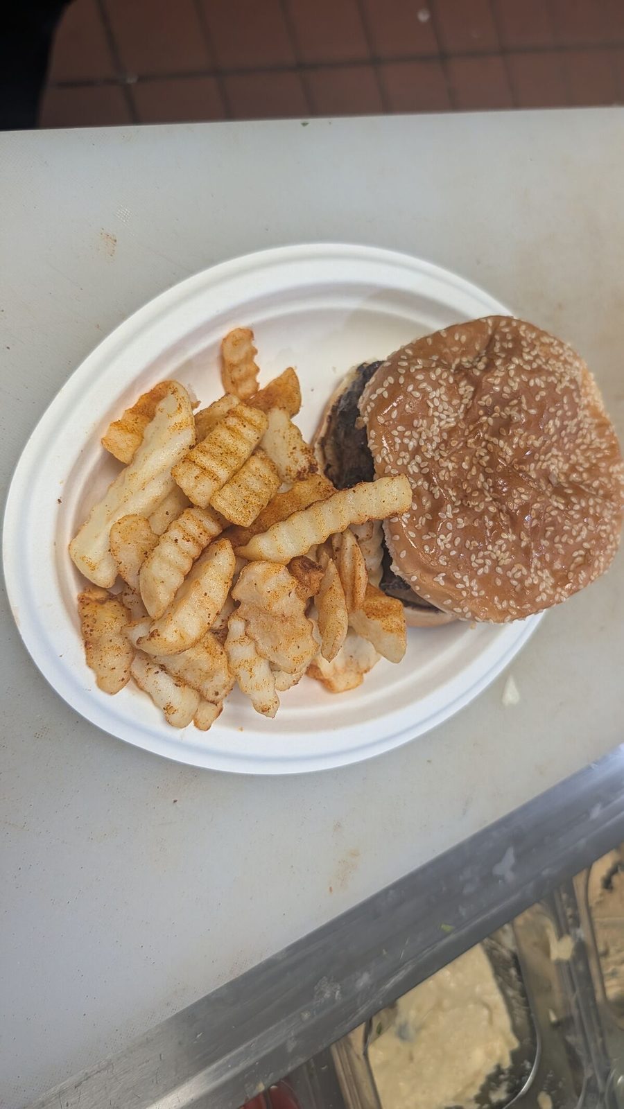 Beef Burger with seasoned fries